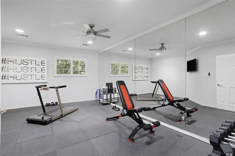 a view of a room with gym equipment