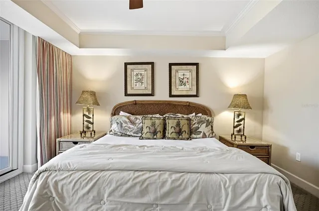 a view of a lake with a city