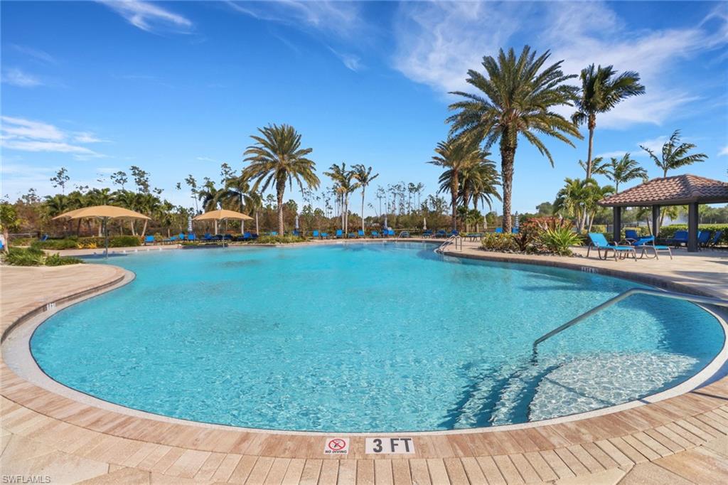 13527 San Georgio Drive Estero, FL 33928 - Photo 37 of 49 a view of a swimming pool with a garden