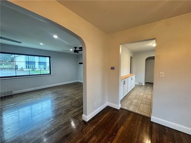 a view of livingroom with wooden floor
