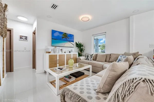 a living room with furniture