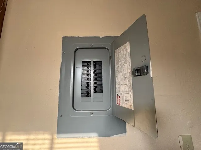 a view of a brick house with a door