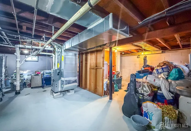 a view of a storage room with racks