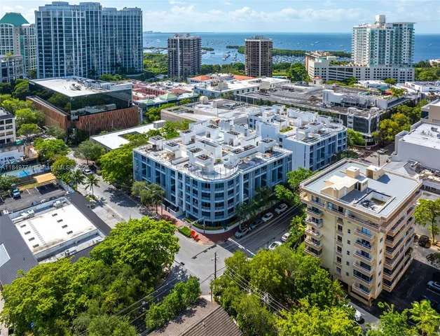 a city view with tall buildings