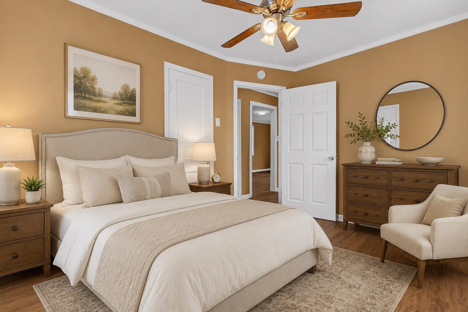 3186 Alta Road Memphis, TN 38109 - Photo 9 of 17 a bedroom with a bed mirror and couch