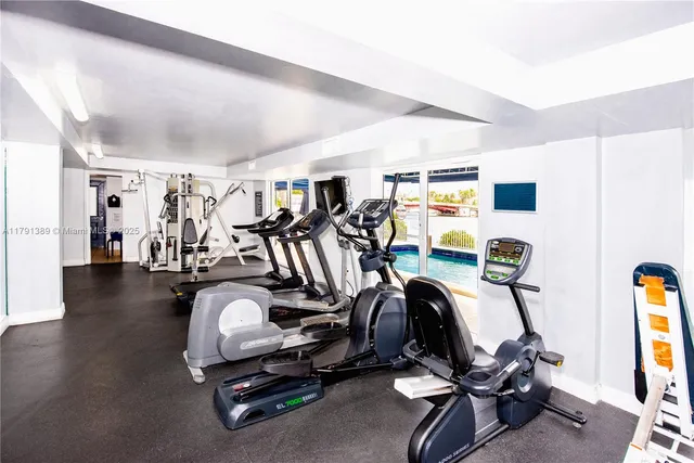 a view of a room with gym equipment