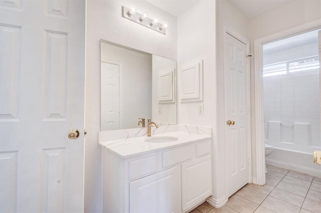 9618 Peach Tree Lane Rowlett, TX 75089 - Photo 38 of 40 a bathroom with a sink and a mirror