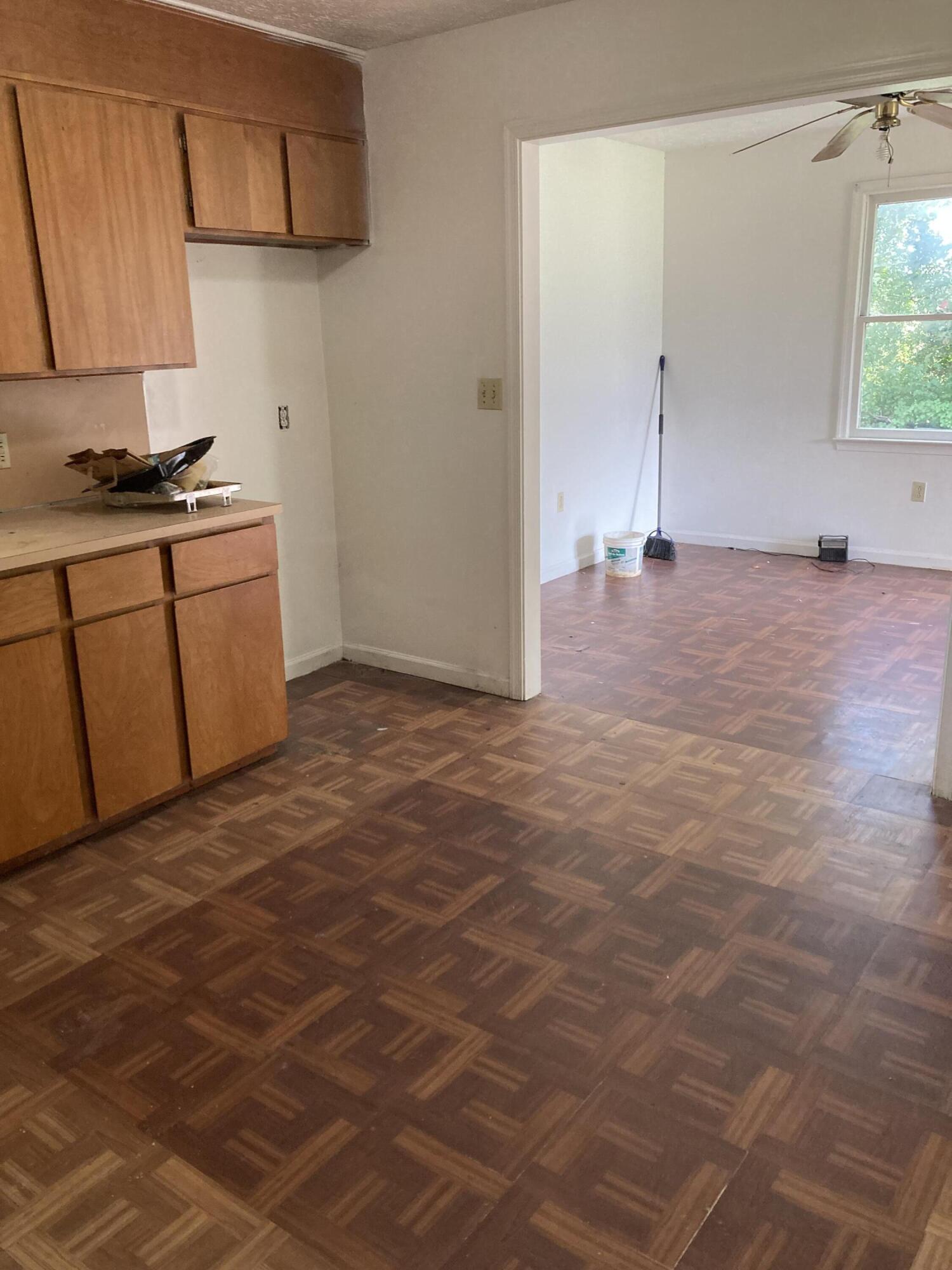 kitchen with view of dining