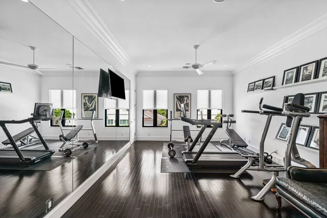 a view of a room with gym equipment