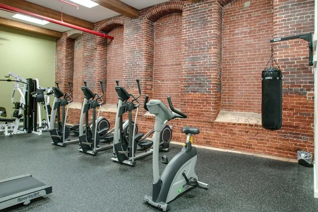 a view of a room with gym equipment