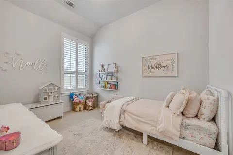 a bedroom with a bed and dresser