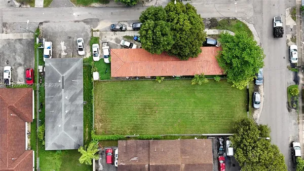 an aerial view of a house