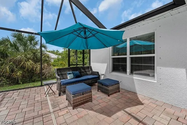 a outdoor view with a sitting space