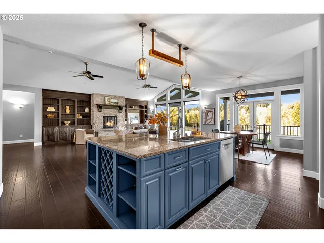 a kitchen with lots of counter top space