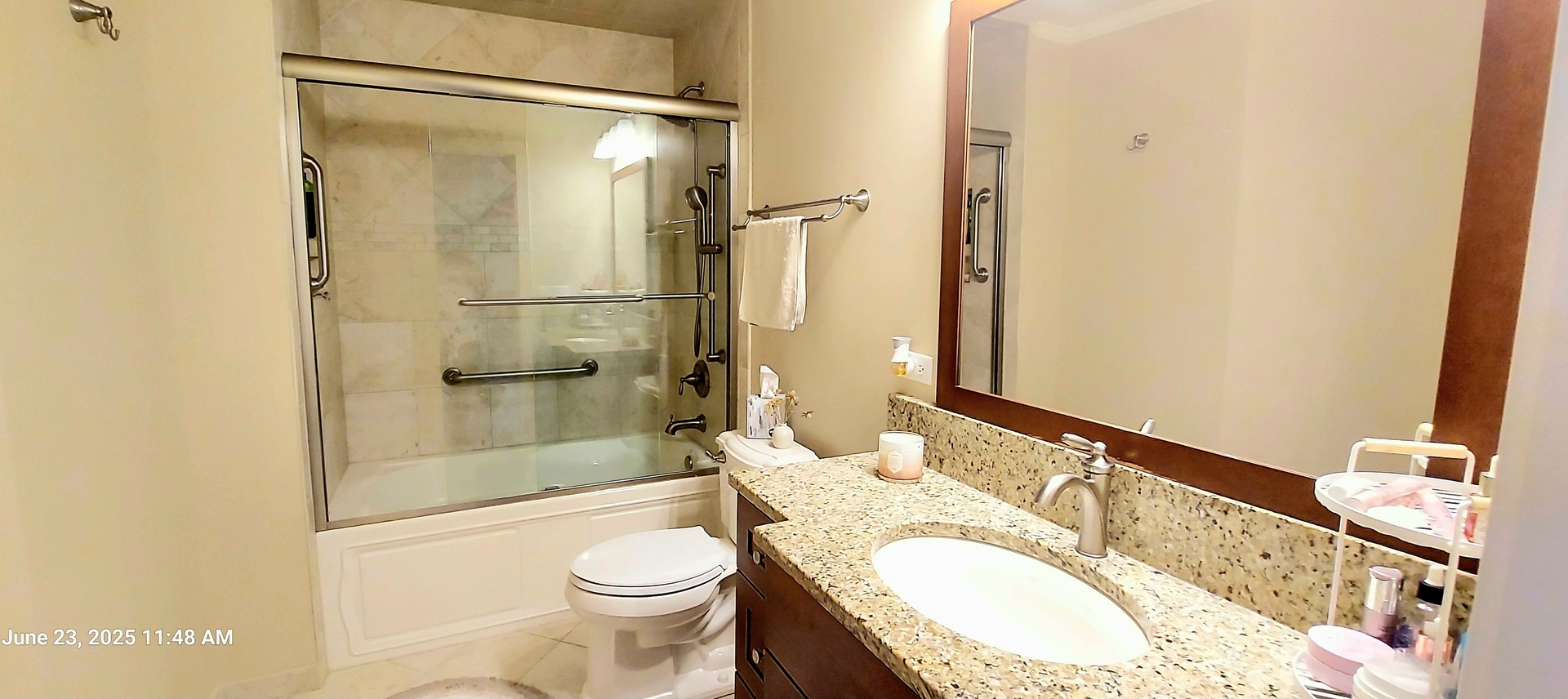 100 Hamlet Circle Montgomery, IL 60538 - Photo 34 of 42 a bathroom with a granite countertop sink toilet and shower