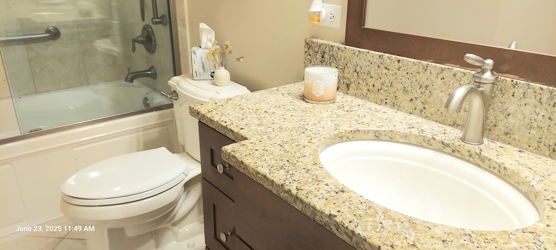 100 Hamlet Circle Montgomery, IL 60538 - Photo 36 of 42 a bathroom with a granite countertop toilet sink and mirror