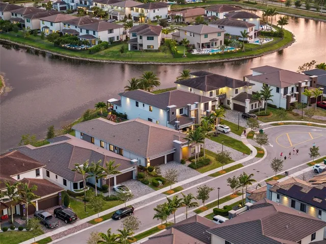 an aerial view of multiple house