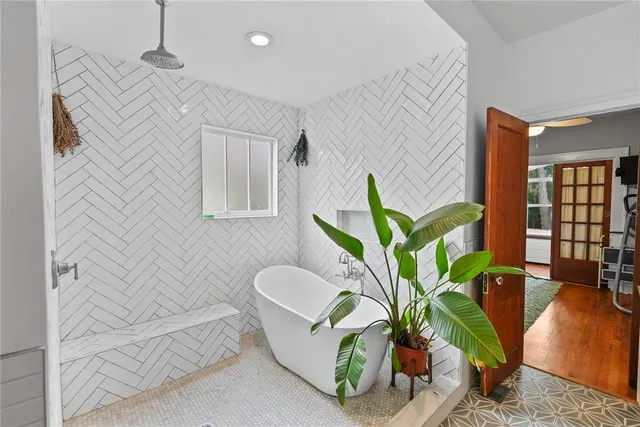 a living room with furniture