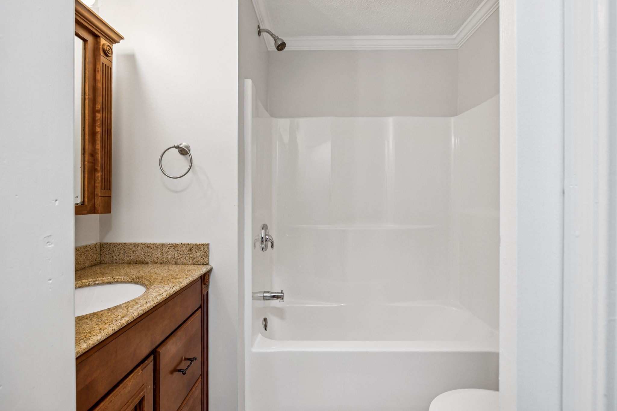 2585 Pow Road Baxter, TN 38544 - Photo 33 of 83 a bathroom with a granite countertop bathtub shower sink and vanity