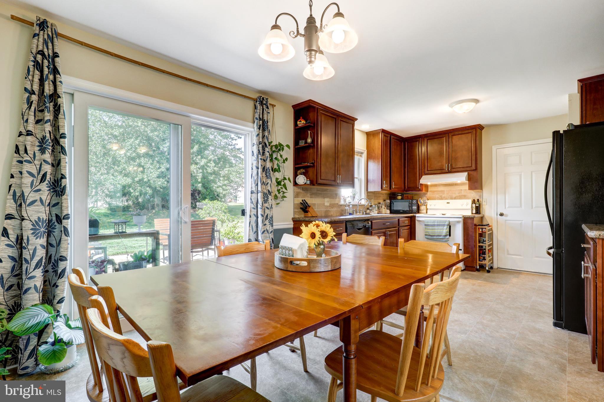 222 Miller Road Akron, PA 17501 - Photo 13 of 31 a dining room with stainless steel appliances granite countertop a table chairs and chandelier