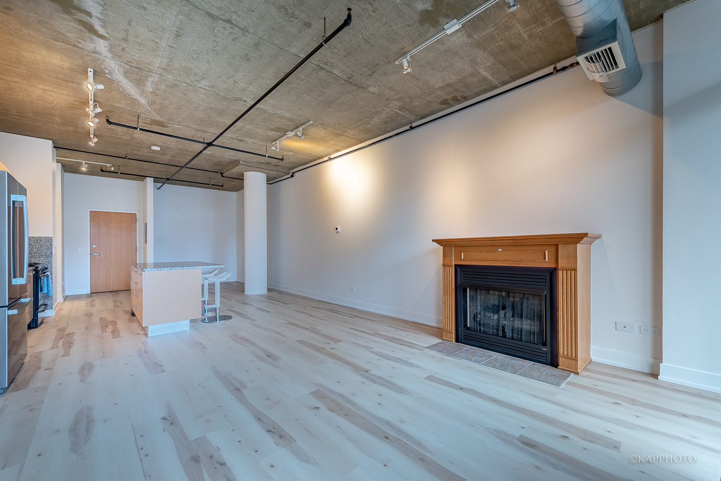 111 South Morgan Street, Unit 619 Chicago, IL 60607 - Photo 12 of 35 a view of empty room with wooden floor and fireplace