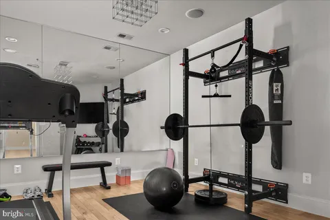 a view of a room with gym equipment