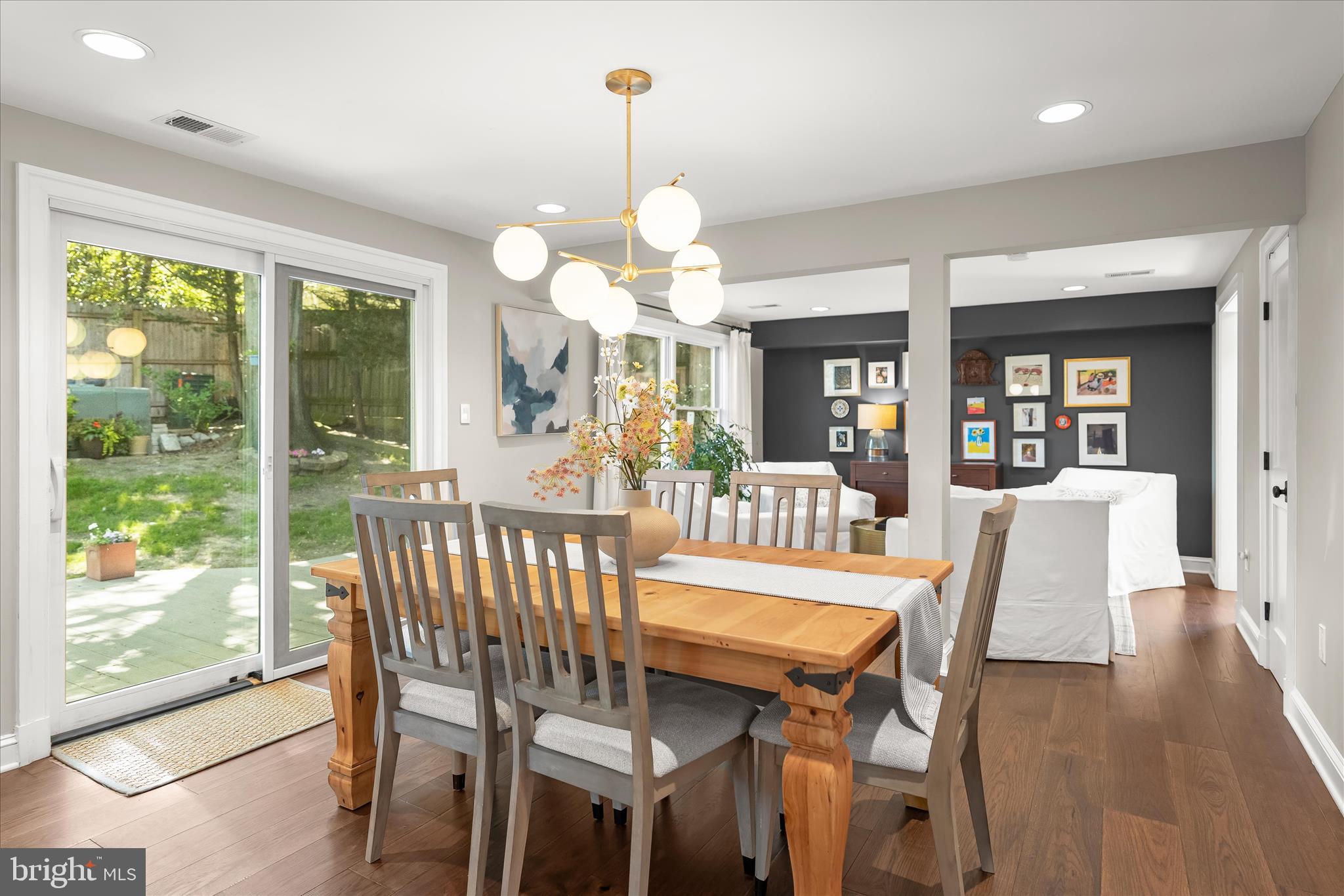 6366 11th Road North Arlington, VA 22205 - Photo 12 of 39 a view of a dining room with furniture wooden floor and chandelier