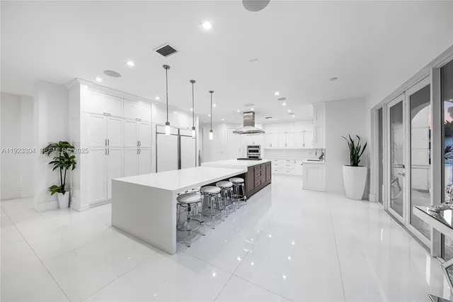 a view of a porch with wooden floor