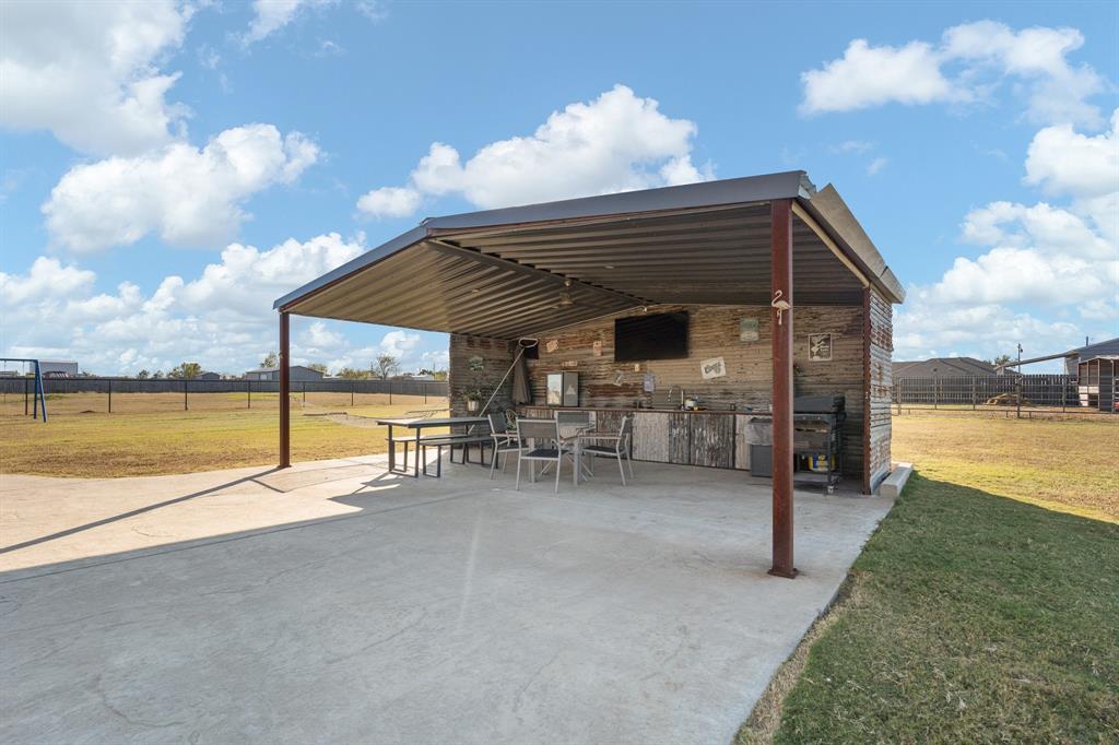 6033 Berry Ridge Lane Joshua, TX 76058 - Photo 28 of 39 a view of a swimming pool with a patio and a garden