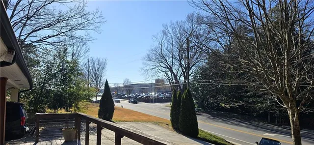 a view of a balcony with an outdoor space