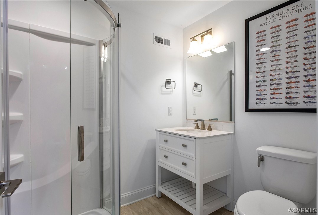 14440 Helmsley Road Midlothian, VA 23113 - Photo 50 of 50 a bathroom with a sink a toilet a mirror and shower