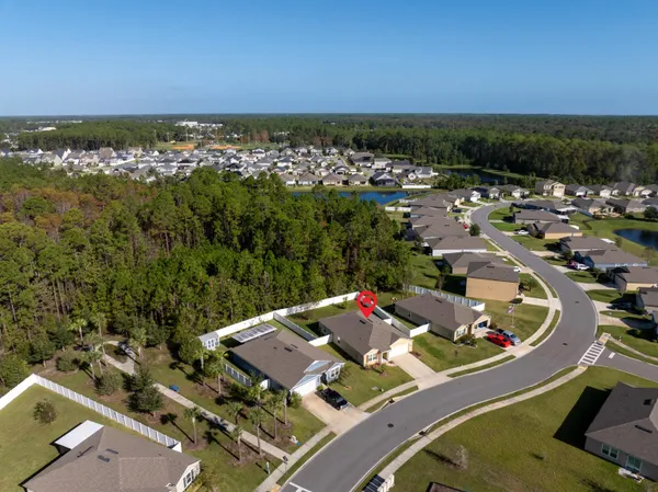 an aerial view of a house