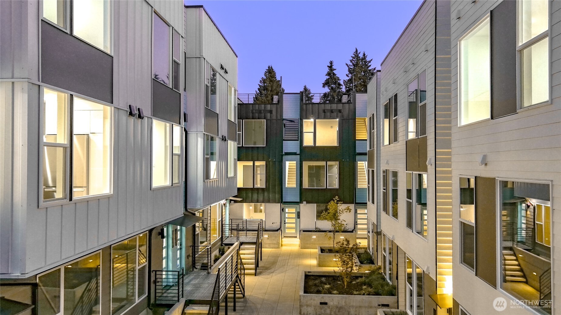 a view of an buildings with wooden floor