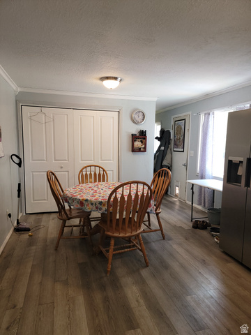 10429 4th Street East Randlett, UT 84063 - Photo 4 of 19 Dining area with wood-finish flooring and white bi-fold pantry doors