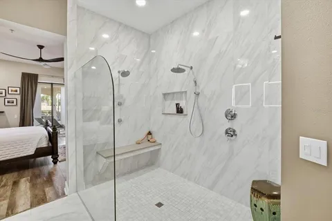 a bathroom with a shower