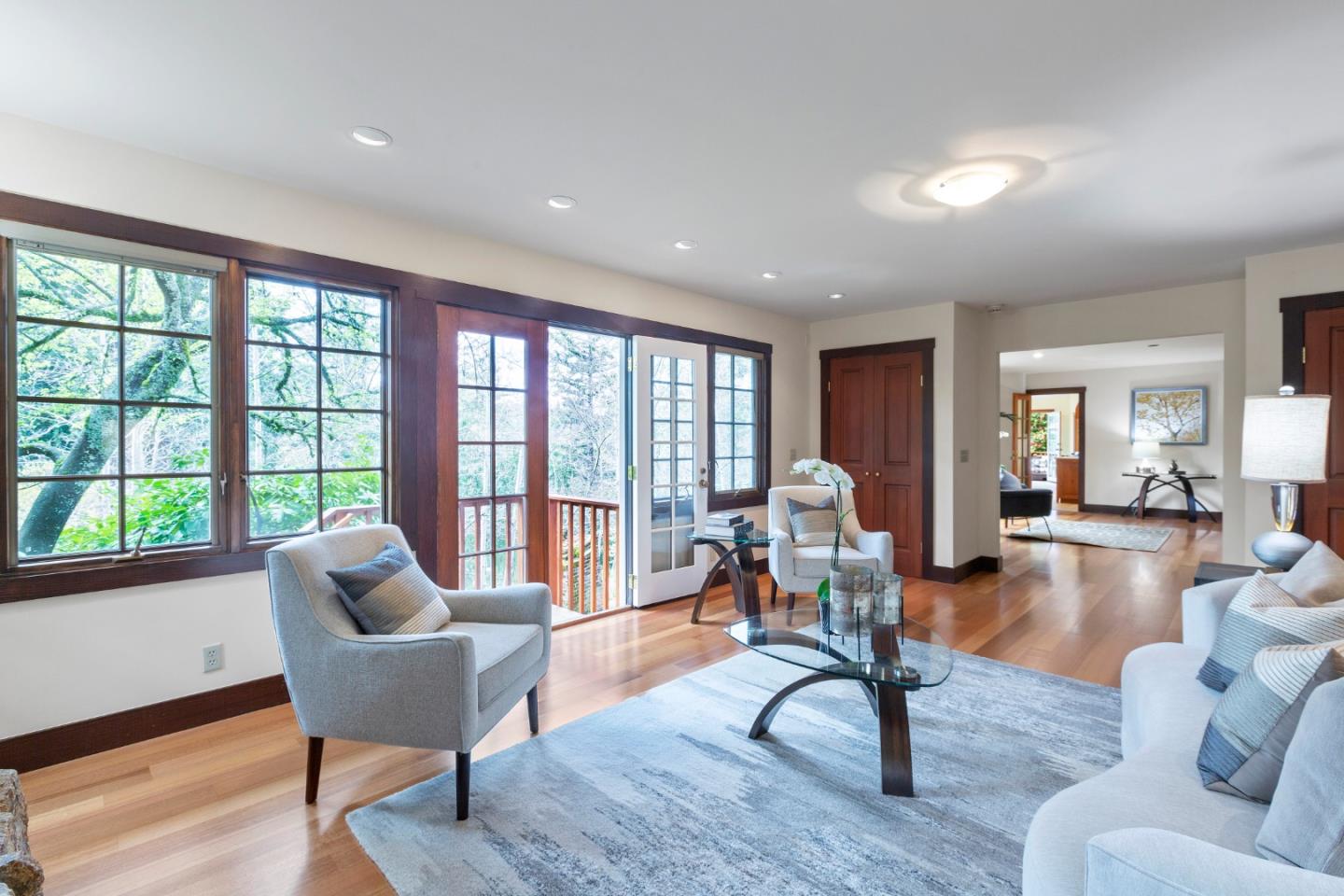 36 Skyline Drive Woodside, CA 94062 - Photo 14 of 67 a living room with furniture and a wooden floor