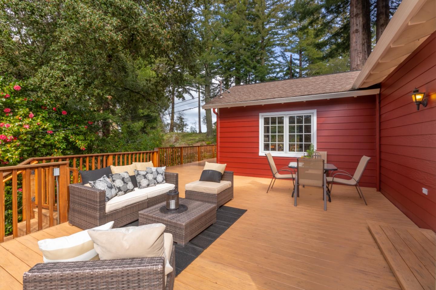 36 Skyline Drive Woodside, CA 94062 - Photo 27 of 67 a view of a chairs and table in the back yard of the house