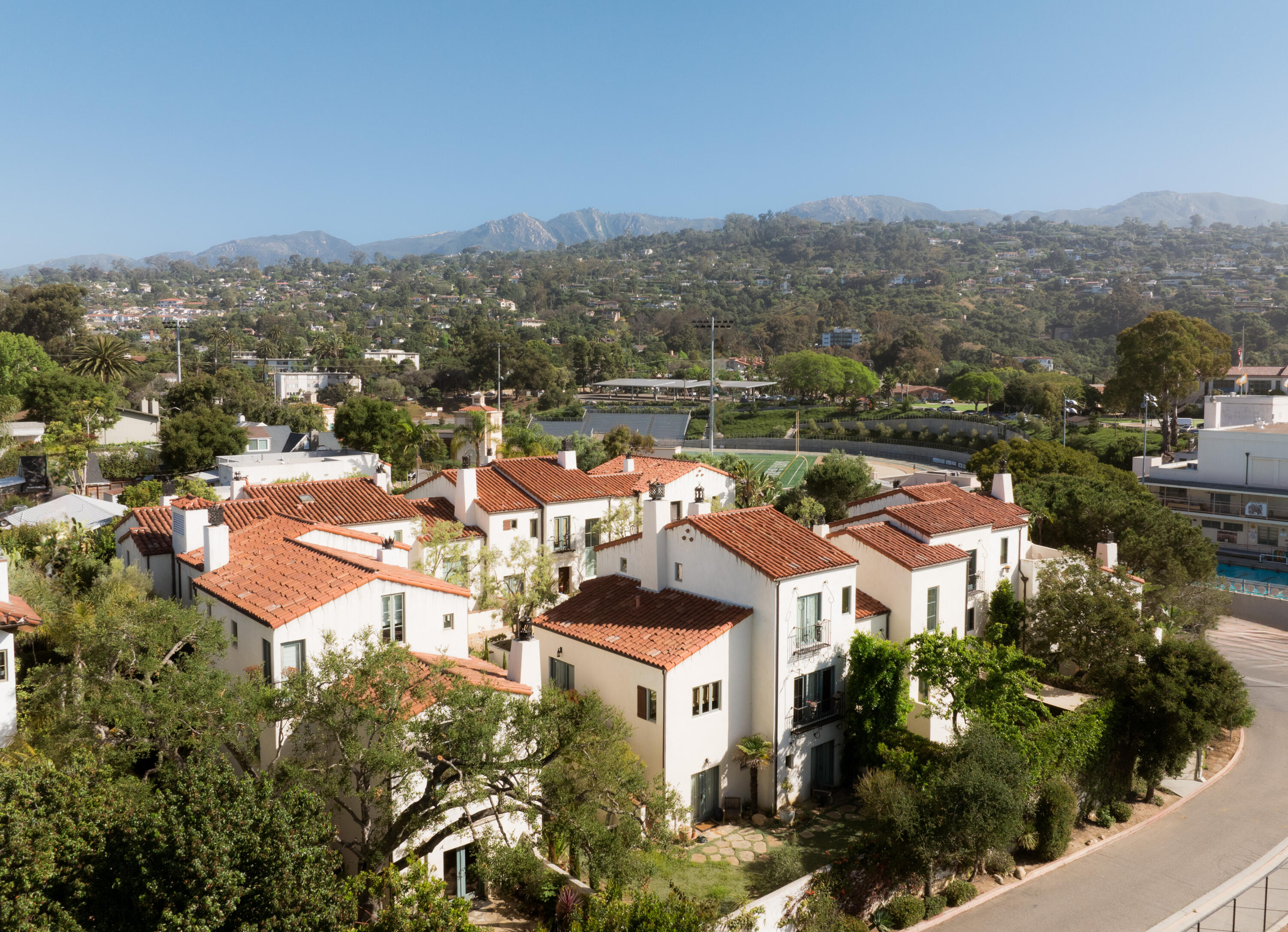 1011 Rinconada Road, Unit G Santa Barbara, CA 93101 - Photo 29 of 31 an aerial view of residential houses with outdoor space and trees