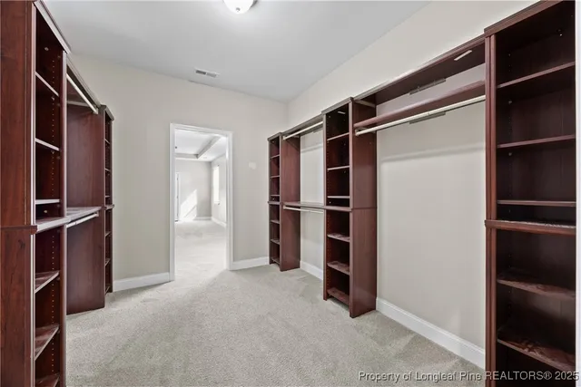 a view of walk in closet with empty racks