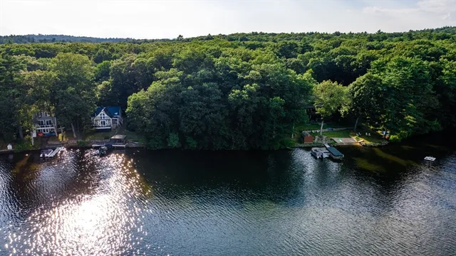 a view of a lake with outdoor space