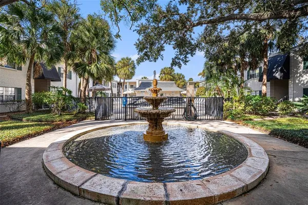 a view of a water fountain