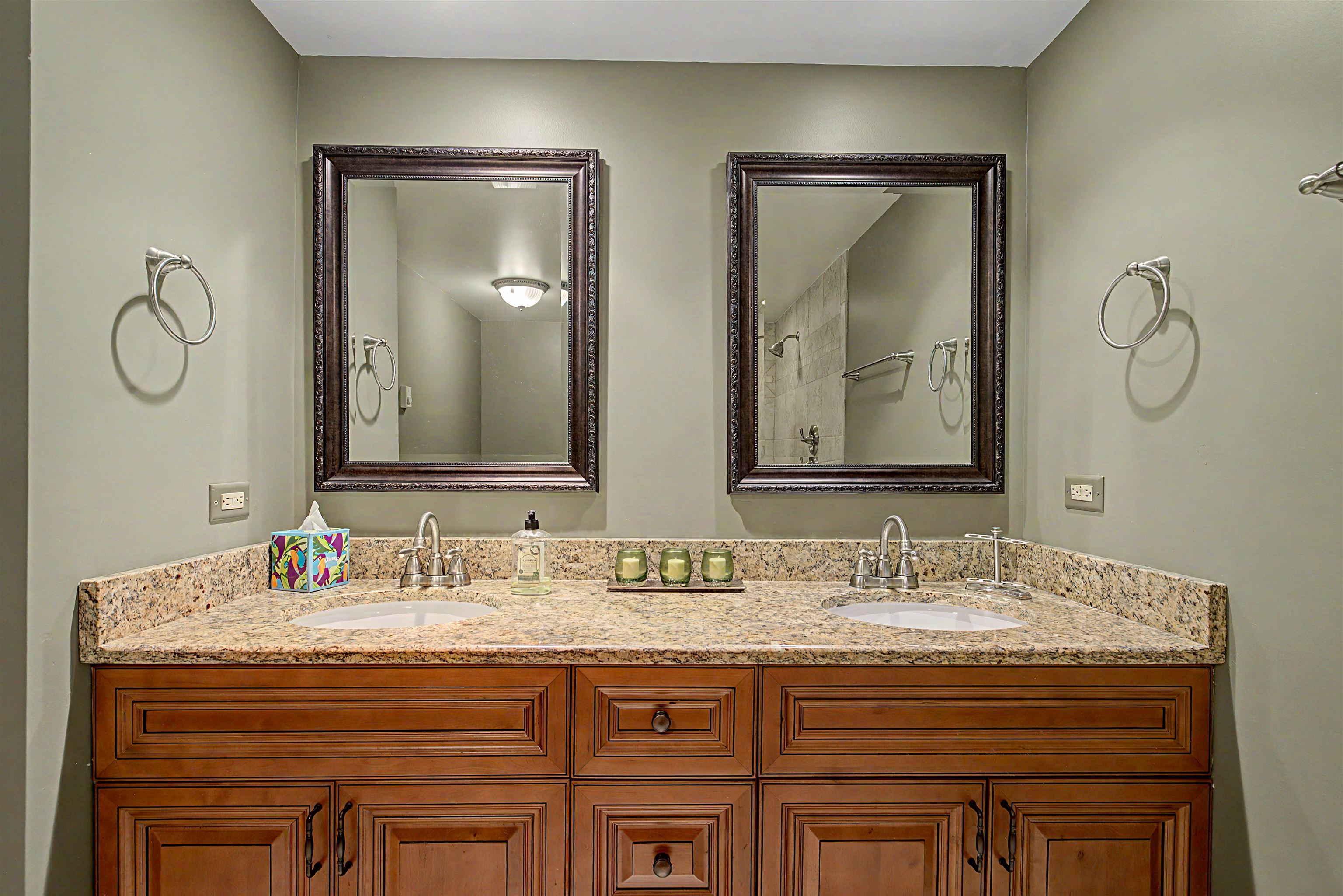 2287 West Hanover Road Hanover, IL 61041 - Photo 27 of 65 a bathroom with a granite countertop sink vanity and mirror
