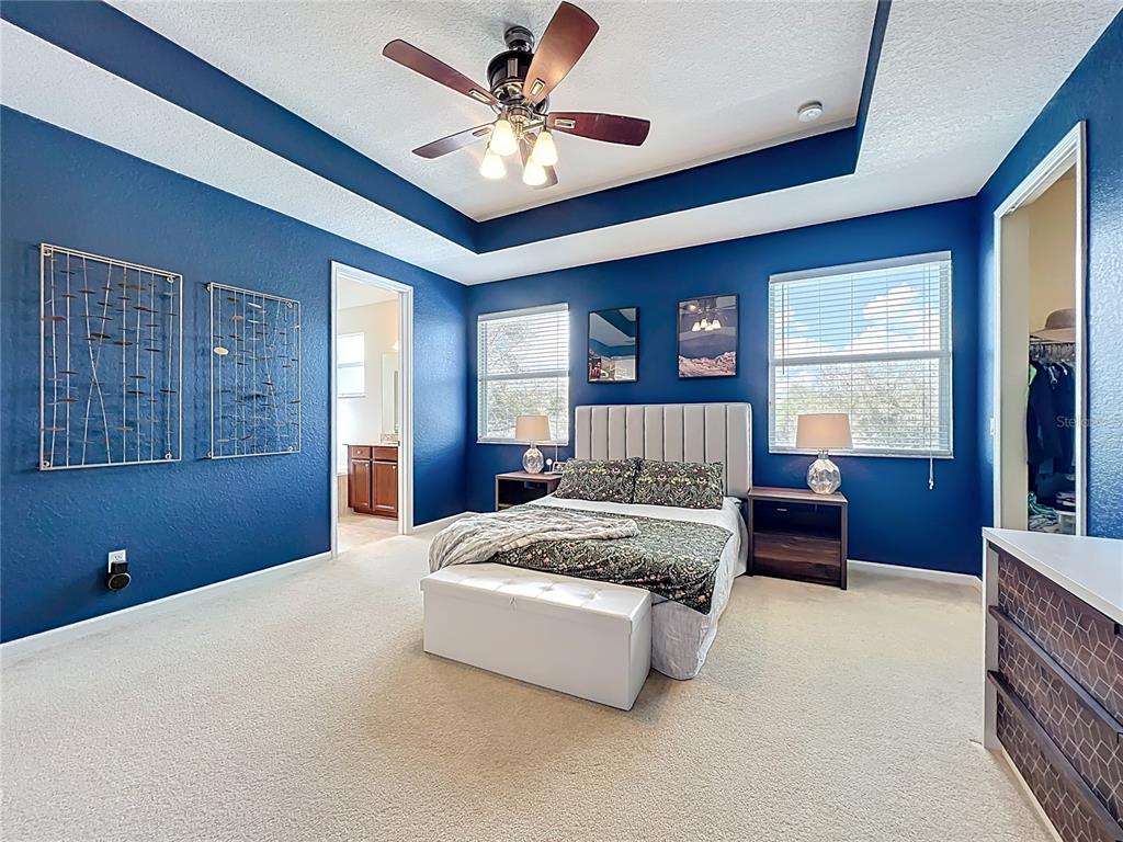 6573 Helmsley Circle Windermere, FL 34786 - Photo 36 of 54 a bedroom with a large bed and a chandelier