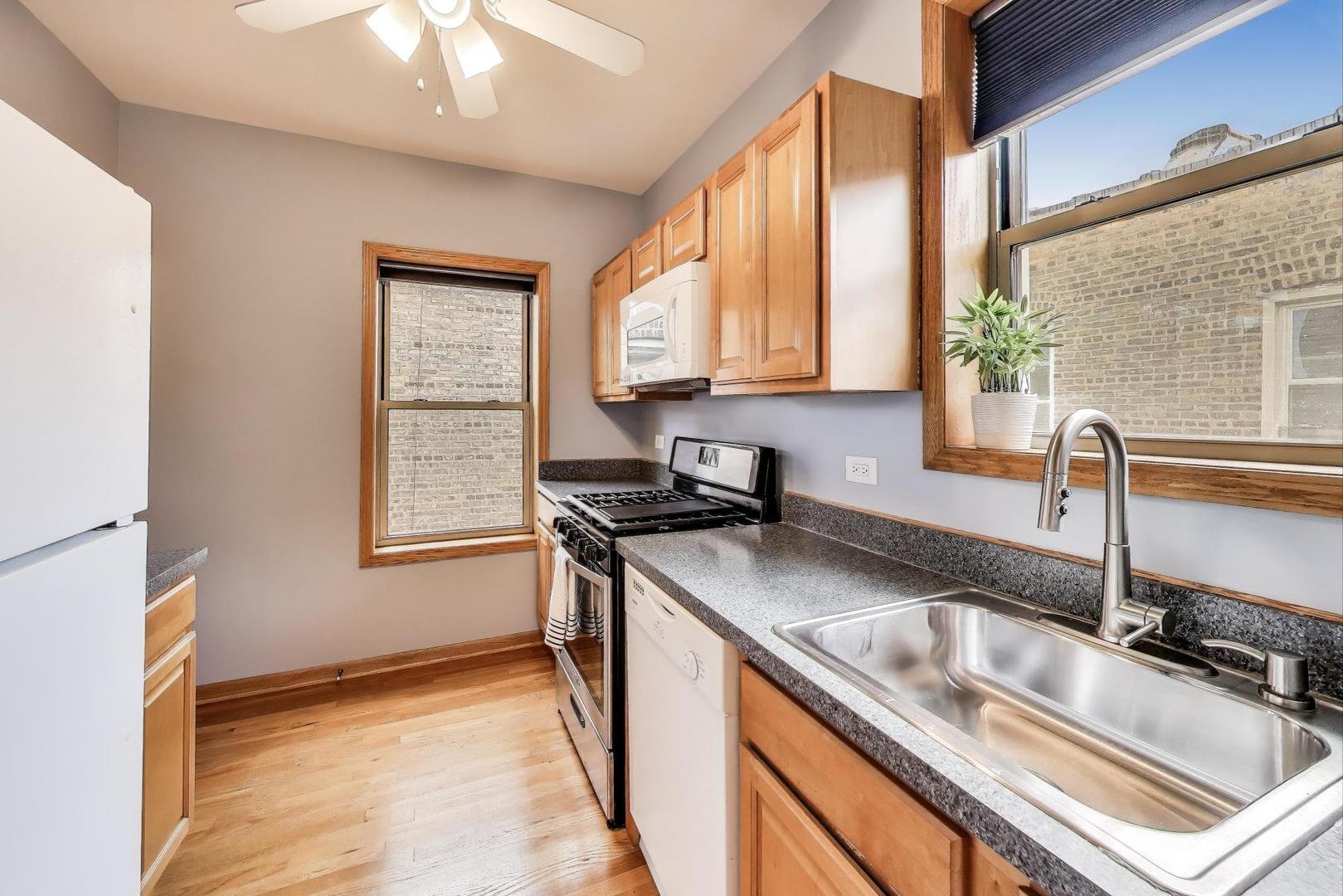 243 Washington Boulevard, Unit 3A Oak Park, IL 60302 - Photo 17 of 21 a kitchen with granite countertop a sink and a window