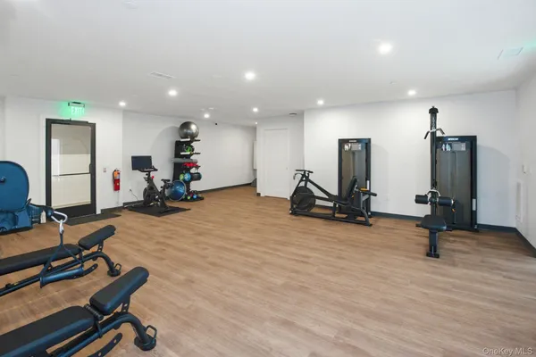 a view of a room with gym equipment