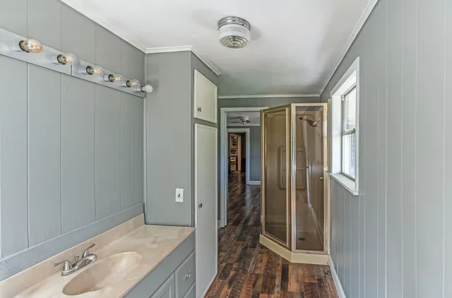 a view of a lake with a yard