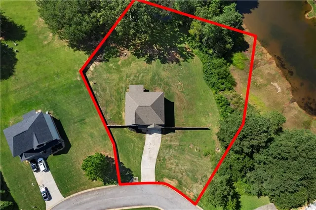 an aerial view of a house