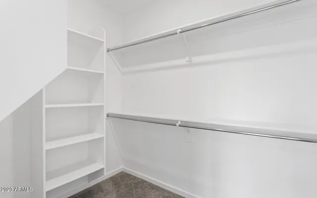 a view of an empty walk in closet