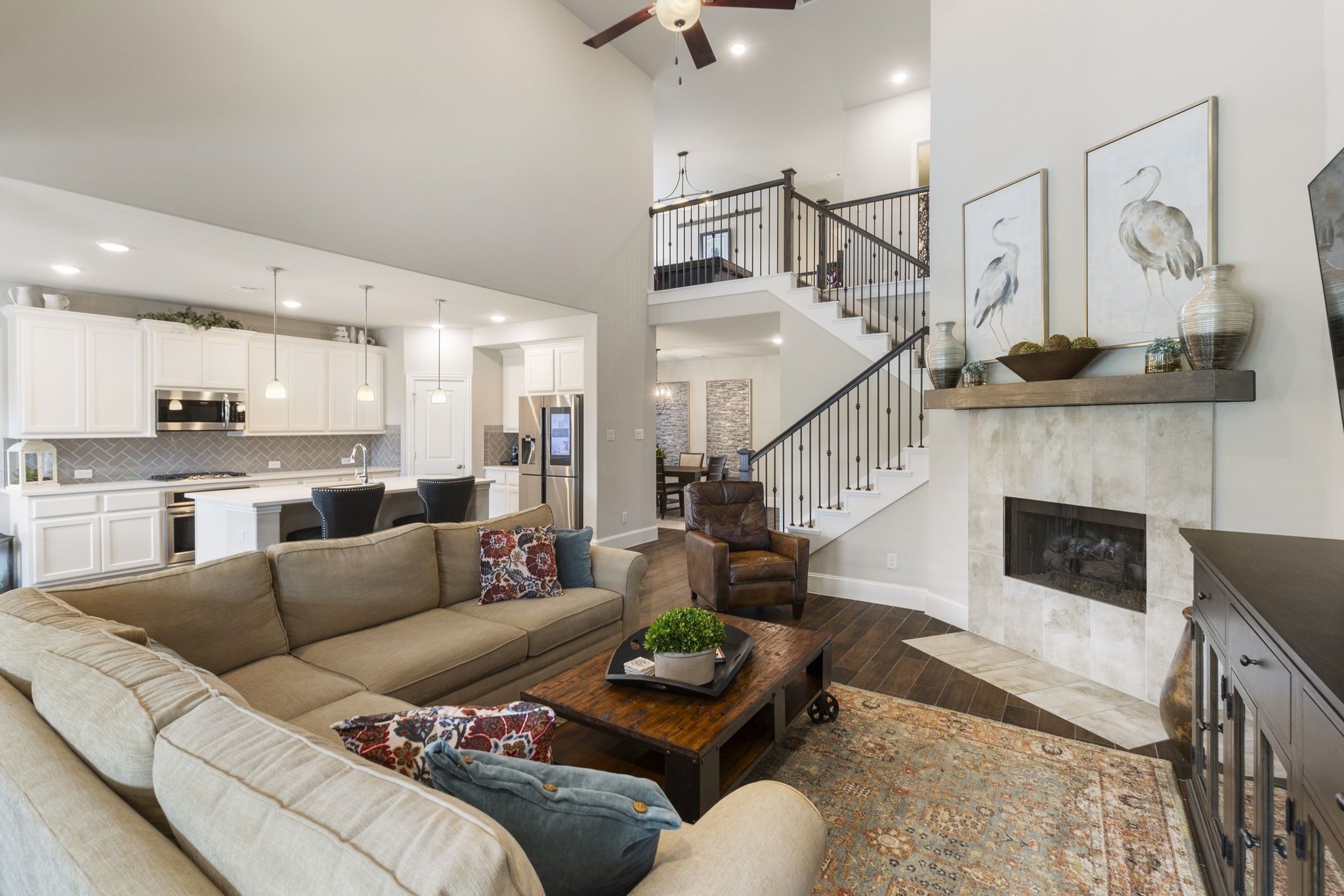 1030 Bat Hawk Court Conroe, TX 77385 - Photo 22 of 47 a living room with furniture and a fireplace