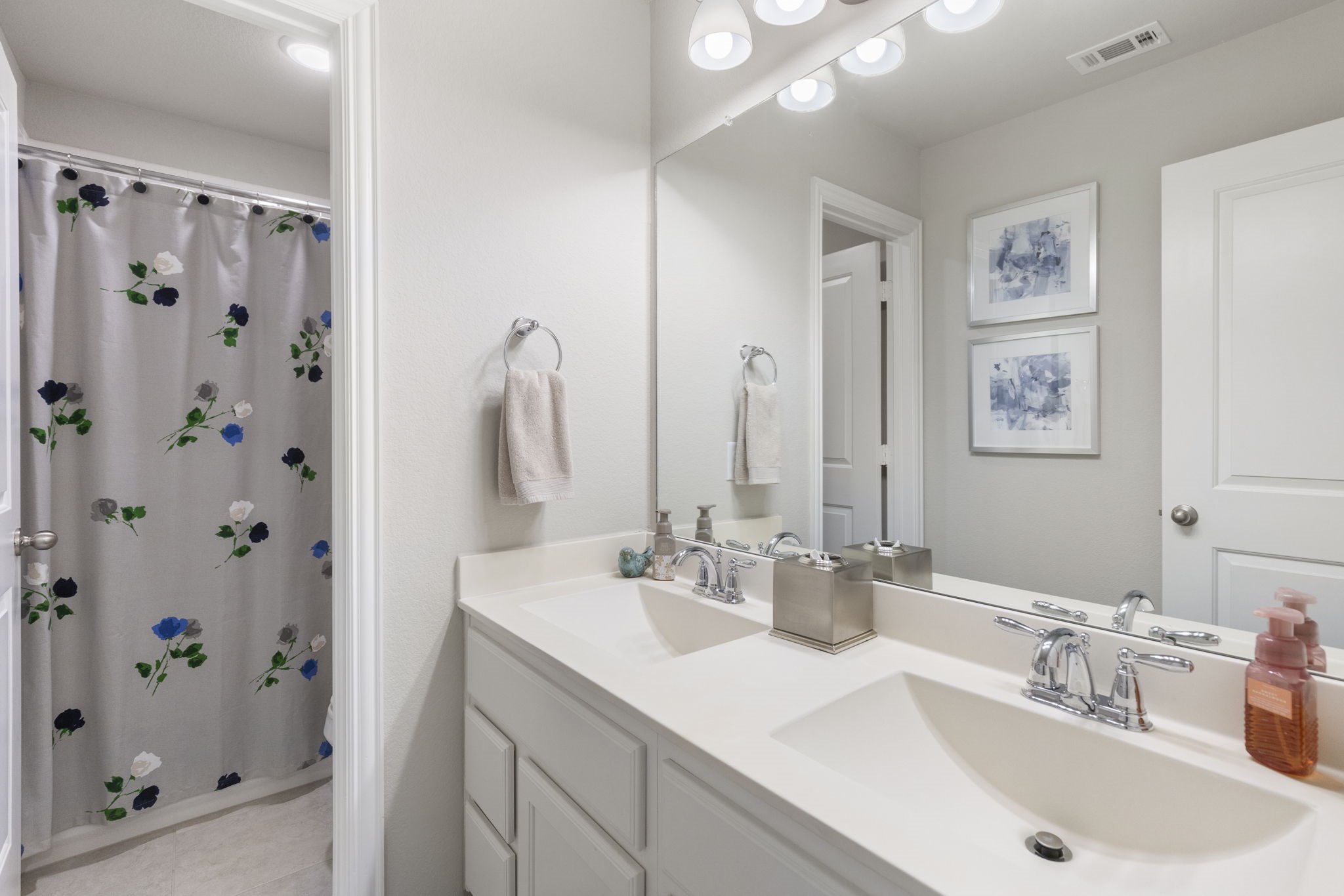 1030 Bat Hawk Court Conroe, TX 77385 - Photo 42 of 47 a bathroom with a sink double vanity and a mirror